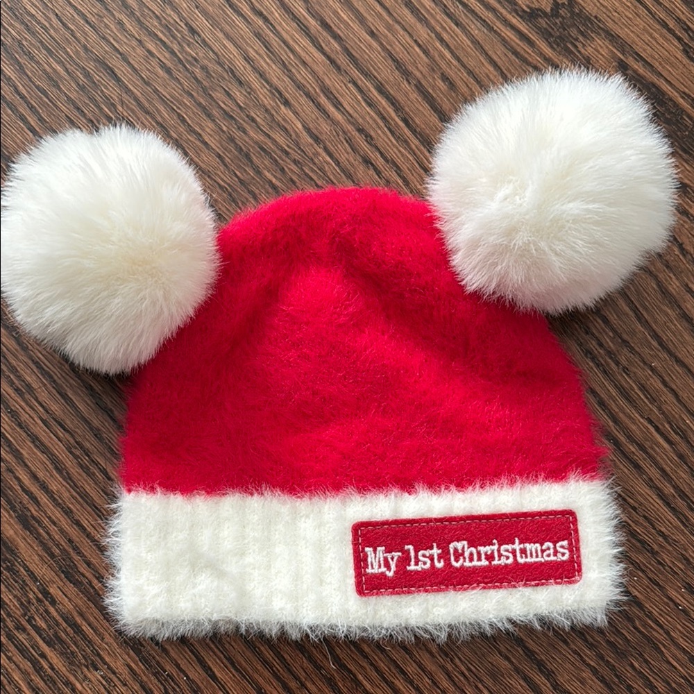 Red and White 'My 1st Christmas' Baby Hat